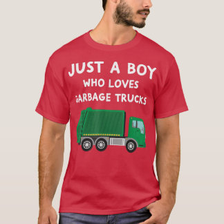 Camiseta Apenas Um Menino Que Adora Lixo Caminhões Engraçad