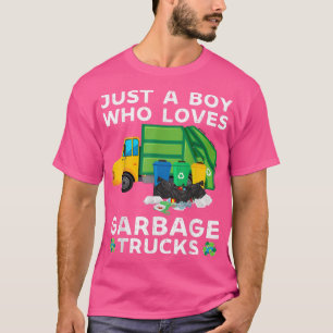 Camiseta Apenas Um Menino Que Adora Lixo Caminhões Engraçad