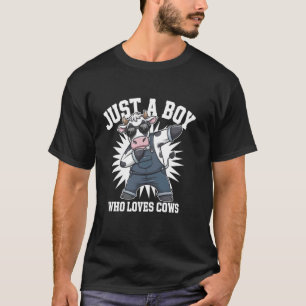 Camiseta Apenas um menino que ama a fazenda de vacas