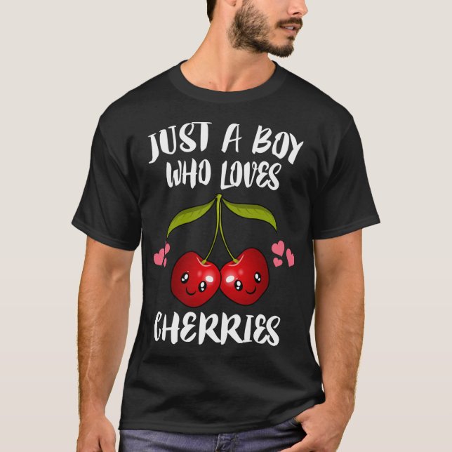 Camiseta Apenas Um Menino Que Ama A Fruta De Cerejas (Frente)
