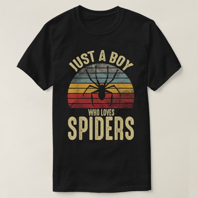 Camiseta Apenas Um Menino Que Ama Aranhas Retro Pet Spi Vin (Frente do Design)