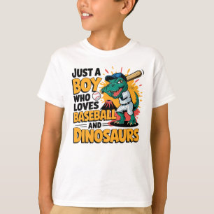 Camiseta Apenas um menino que ama beisebol e dinossauros