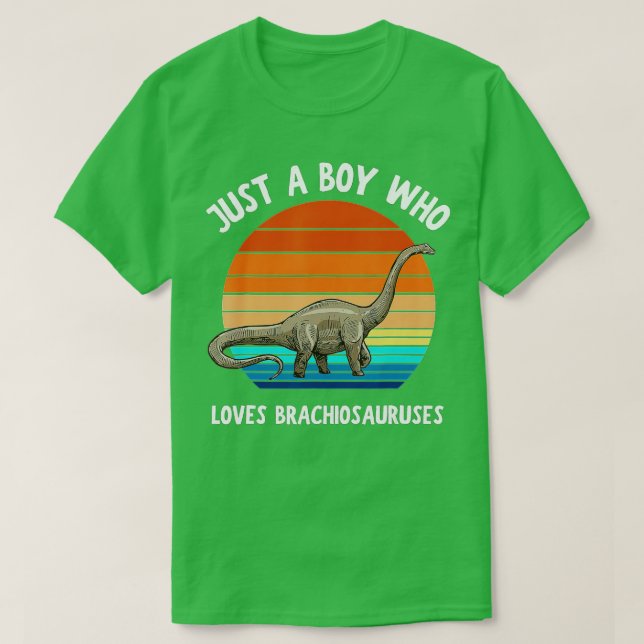 Camiseta Apenas Um Menino Que Ama Brachiosaurus Dinossaur K (Frente do Design)