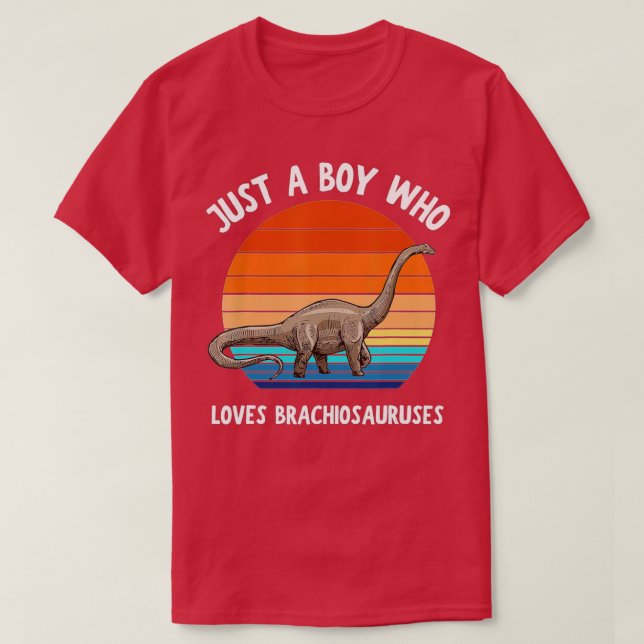 Camiseta Apenas Um Menino Que Ama Brachiosaurus Dinossaur K (Frente do Design)
