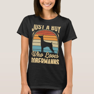 Camiseta Apenas um menino que ama cães Dobermann