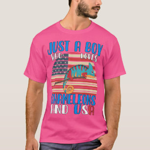 Camiseta Apenas Um Menino Que Ama Camaleões E Eua