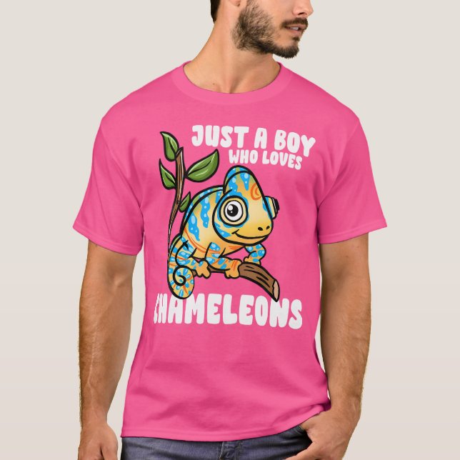 Camiseta Apenas Um Menino Que Ama Camaleões Répteis Herpeto (Frente)