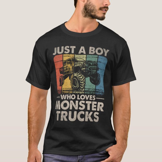 Camiseta Apenas Um Menino Que Ama Caminhões Monstros (Frente)