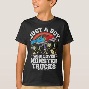 Camiseta Apenas Um Menino Que Ama Caminhões Monstros Para C