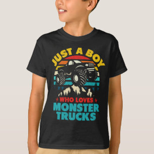 Camiseta Apenas Um Menino Que Ama Caminhões Monstros Para C