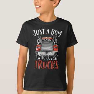 Camiseta Apenas Um Menino Que Ama Caminhões Semi Caminhão
