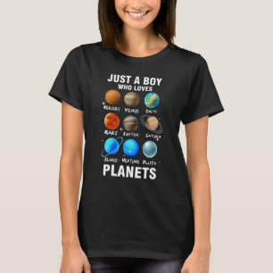Camiseta Apenas Um Menino Que Ama Ciência Espacial Dos Plan