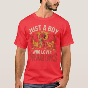Camiseta Apenas um Menino que Ama Dragões Dragão Medieval L