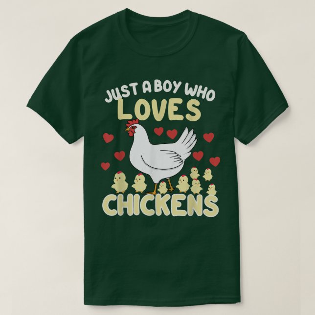 Camiseta Apenas Um Menino Que Ama Galinhas Farmantes Amor D (Frente do Design)