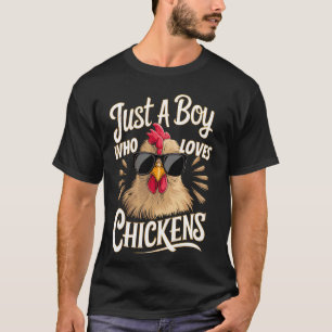 Camiseta Apenas um Menino que Ama Galinhas Fazenda de Aves