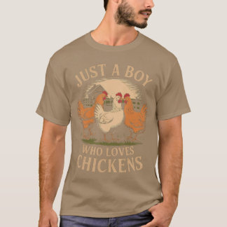 Camiseta Apenas um Menino que Ama Galinhas Vida na Fazenda