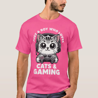 Camiseta Apenas um menino que ama gatos, jogador, pai de ga