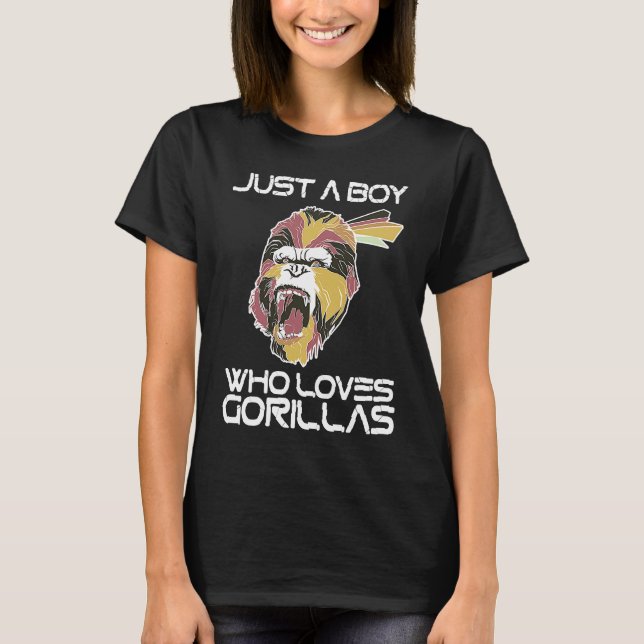 Camiseta Apenas Um Menino Que Ama Gorillas Maior Primatas G (Frente)