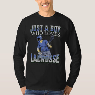 Camiseta Apenas Um Menino Que Ama Lacrosse Criança Esporte 