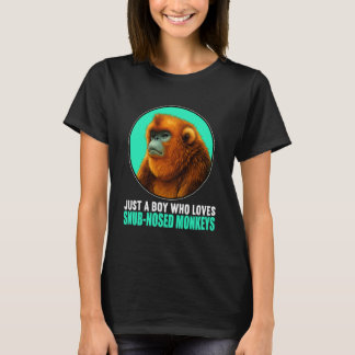 Camiseta Apenas um Menino que Ama Macacos de Nariz Arrebita