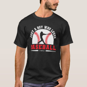 Camiseta Apenas Um Menino Que Ama O Ama De Beisebol Engraça