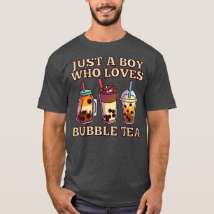 Camiseta Apenas um menino que ama o bolha Chá Tapioca Kawai