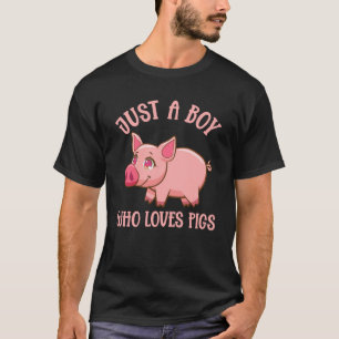 Camiseta Apenas Um Menino Que Ama O Leitão De Fazenda De Su