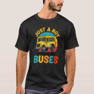 Camiseta Apenas Um Menino Que Ama O Ônibus Escolar De Crian