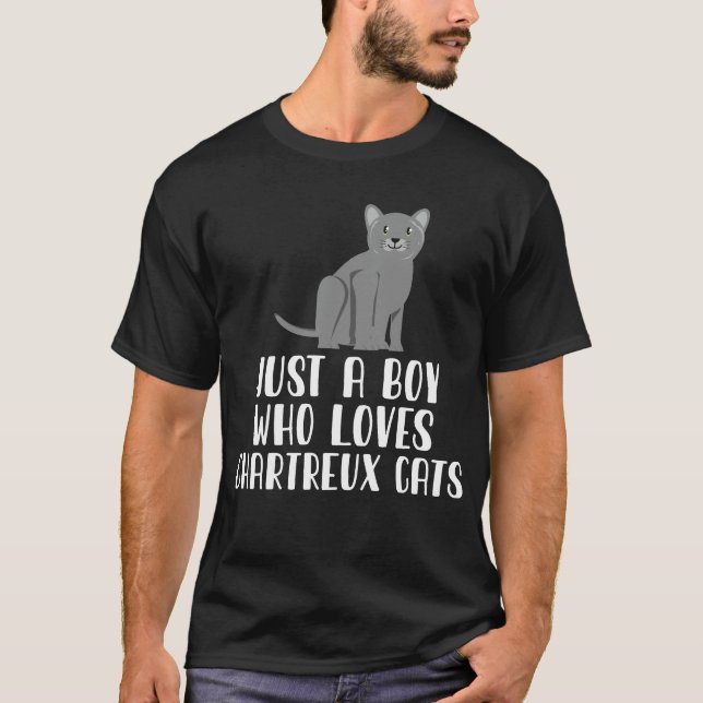 Camiseta Apenas Um Menino Que Ama Os Gatos Chartreux (Frente)