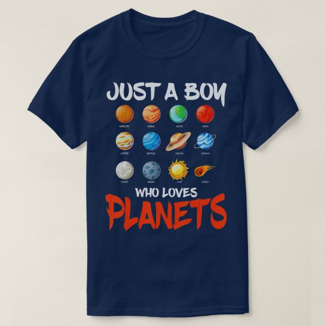 Camiseta Apenas Um Menino Que Ama Os Planetas Espacial Sys  (Frente do Design)