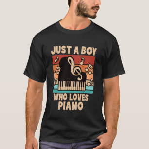 Camiseta Apenas um menino que ama piano Pianista engraçado