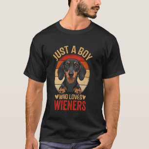 Camiseta Apenas um Menino que Ama Salsichas Dachshund Engra