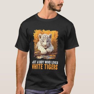 Camiseta Apenas um menino que ama Tigres Brancos Tigre Bran