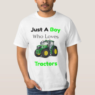 Camiseta Apenas Um Menino Que Ama Trator De Fazenda Verde