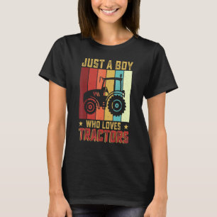 Camiseta Apenas um menino que ama tratores Fazendeiro Fazen