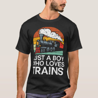 Camiseta Apenas Um Menino Que Ama Trens Retro Locomotiva Ho