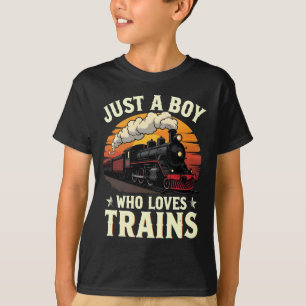 Camiseta Apenas um menino que ama trens Vintage amante de t