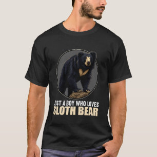 Camiseta Apenas um Menino que Ama Ursos-Preguiça Urso-Pregu