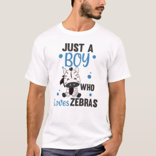 Camiseta Apenas Um Menino Que Ama Zebras Ama Animais Doces