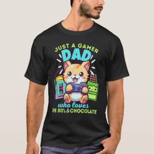 Camiseta Apenas um pai gamer que ama gatos de jogos chocola