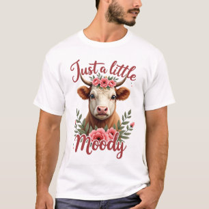 Camiseta Apenas um Pouco Mal-Humorado Vintage Floral Vaca d