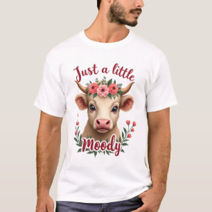 Camiseta Apenas um pouco mal-humorado vintage floral vaca h
