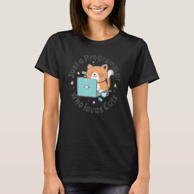 Camiseta Apenas Um Programador Que Ama Cats E Computadores  (Frente)