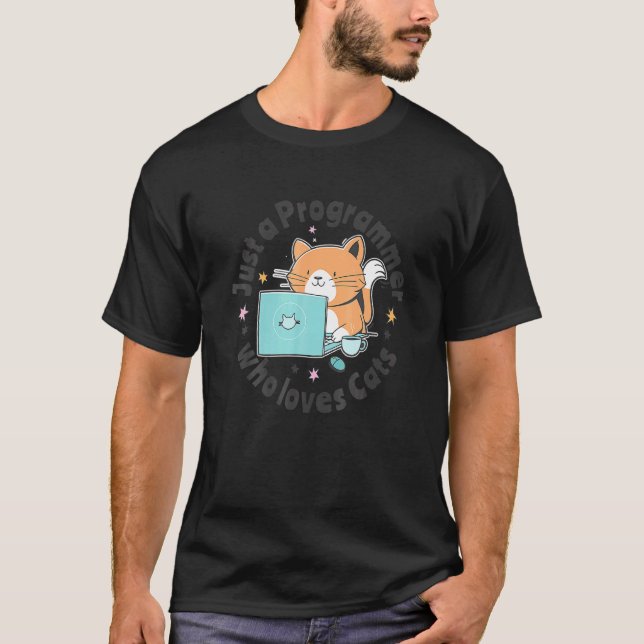 Camiseta Apenas um programador que ama gatos e computadores (Frente)