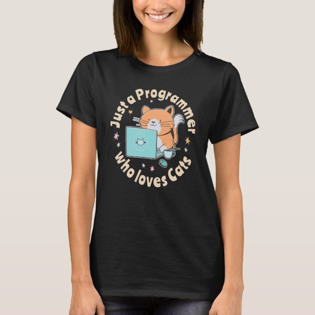 Camiseta Apenas um programador que ama gatos e computadores (Frente)