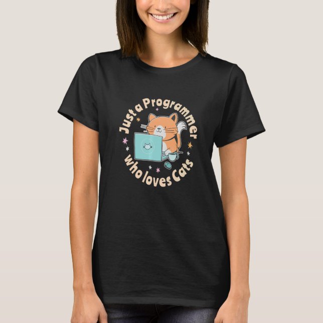 Camiseta Apenas um programador que ama gatos e computadores (Frente)
