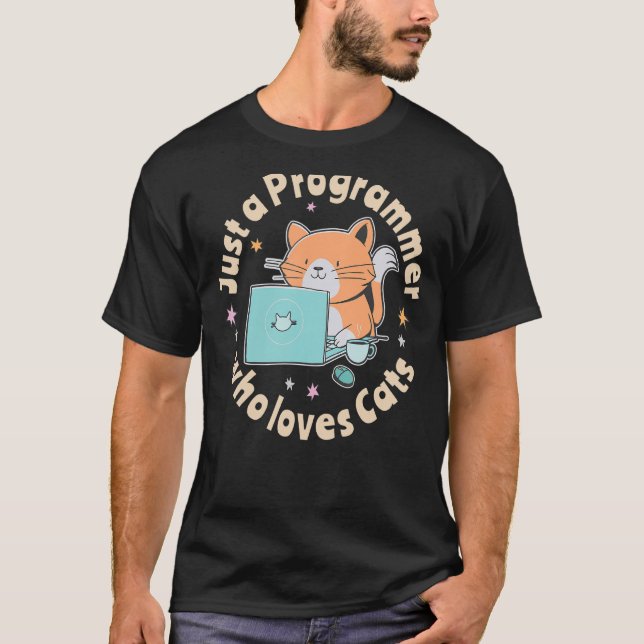 Camiseta Apenas um programador que ama gatos e computadores (Frente)