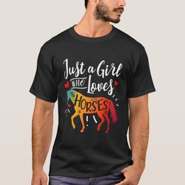 Camiseta Apenas Um Que Adora Cavalos Cavalos Doce Andando C (Frente)