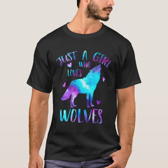 Camiseta Apenas Um Que Ama Lobos Lobos Galáxias Lobo Espaci (Frente)