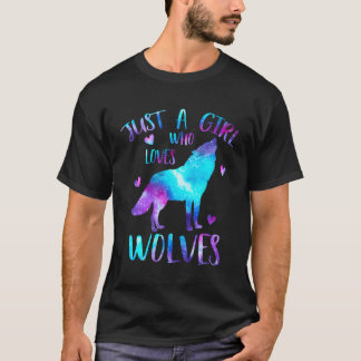Camiseta Apenas Um Que Ama Lobos Lobos Galáxias Lobo Espaci